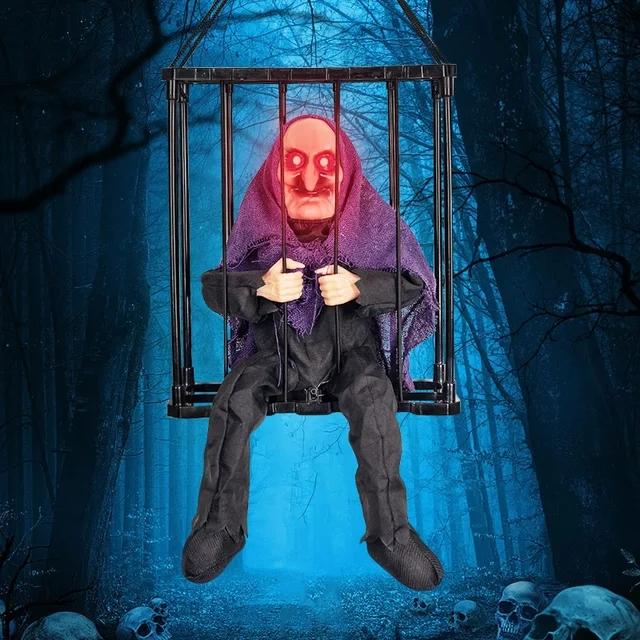 Halloween Skeleton Toy Electric Horror Flashing Light Sound Doll Scary Ghost Prisoner Haunted House Horror Party Props Decor