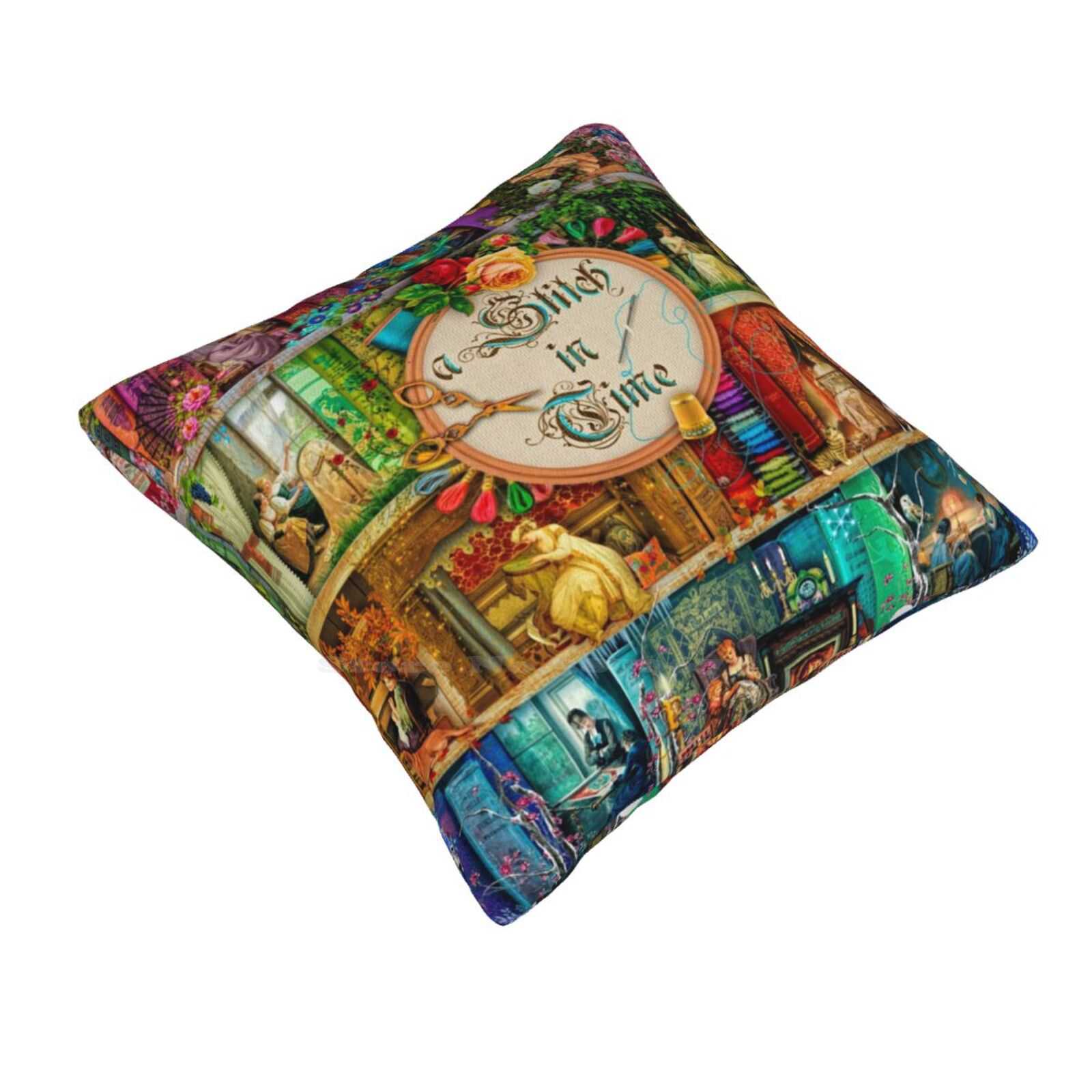 

A In Time Home Sofa Car Waist Throw Pillowcase Cross Threads Needlework Aimee Stewart Book Shelf Novel Literature Miniature 30cmx30cm