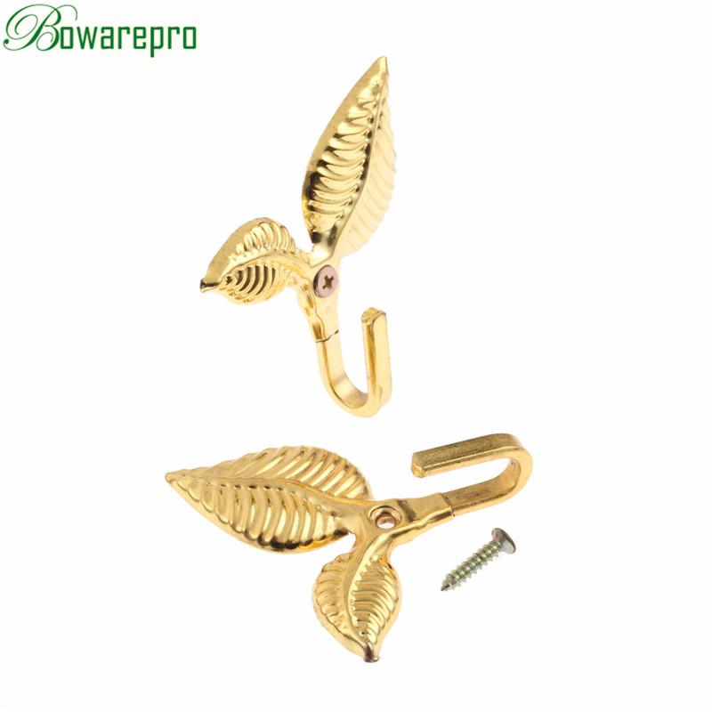 

2 шт. Бронзовые винтажные крючки-подхваты для штор с дизайном листьев, Многофункциональный настенный крючок, Вешалка для одежды и шляп, Инструмент для подвешивания