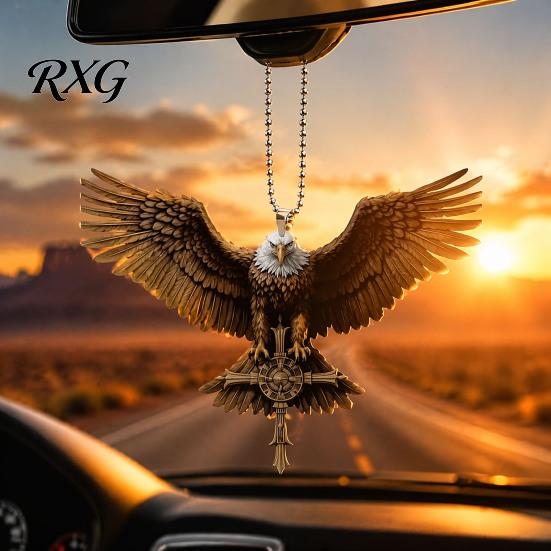 Versatile Hanging Ornament for Vehicles Eagle Acrylic Car Ornament, 2D Flat Personalized Mirror Charm Rearview Decor, Lightweight Auto Interior