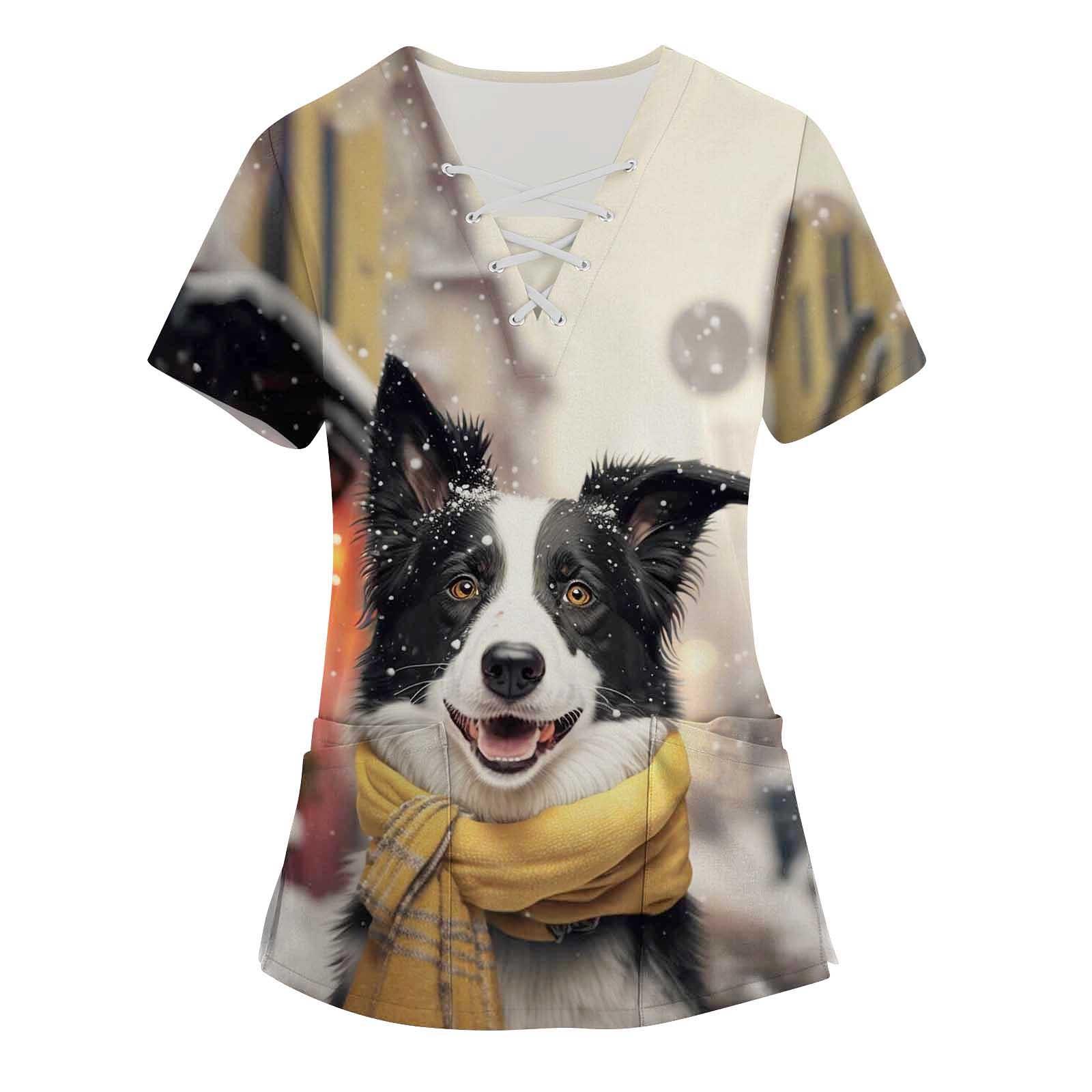 Женские топы с короткими рукавами и v-образным вырезом с милыми животными — фото 3