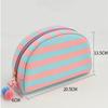 Cute Dopamine Striped Cosmetic Bag Shell-shaped Large Capacity Travel Toiletry Bag Portable Zipper Storage Pouch Bag