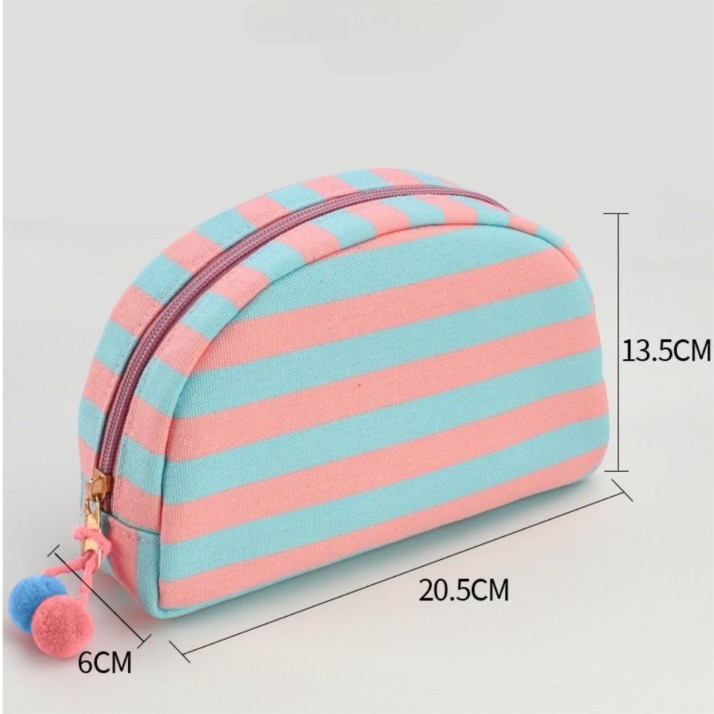 Cute Dopamine Striped Cosmetic Bag Shell-shaped Large Capacity Travel Toiletry Bag Portable Zipper Storage Pouch Bag