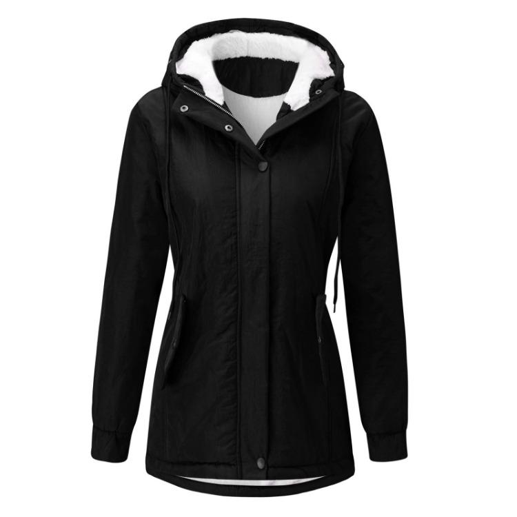 Women Fleece Hooded Coat Lamb Wool Cotton Padded Winter Fashion Coat S