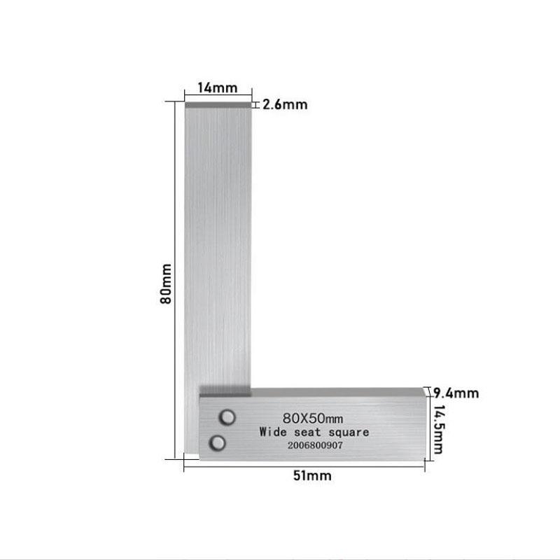 90 Degree Flat Edge Square Ruler Carpentry Square Woodworking Tools Metal Angle Measuring Tool Multi Try Square Gauge Set-Square