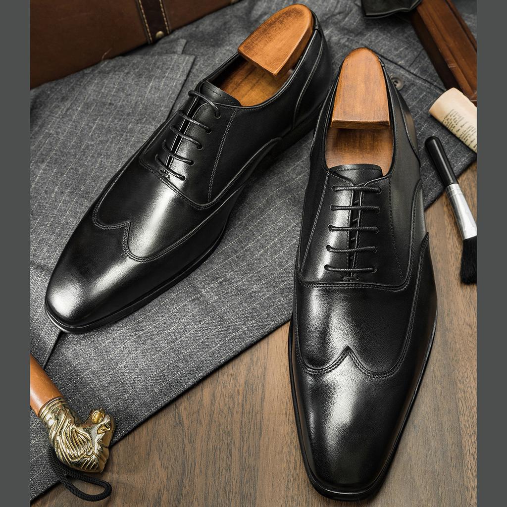 Spring and Summer Business Dress Men's Leather Shoes Small Square Head Men's Shoes Breathable Feet