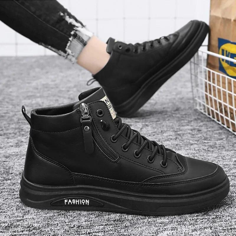 New Men Boots Fashion Men Leather Shoes Trends Men Shoes Ankle Boots Flats High Top Boots Outdoor Man Sneakers Men's Loafers