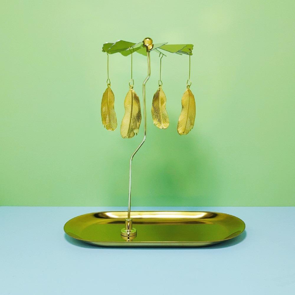 Gold/Silver Christmas Rotating Candle Holder Stainless Steel Rotating Candlesticks Night