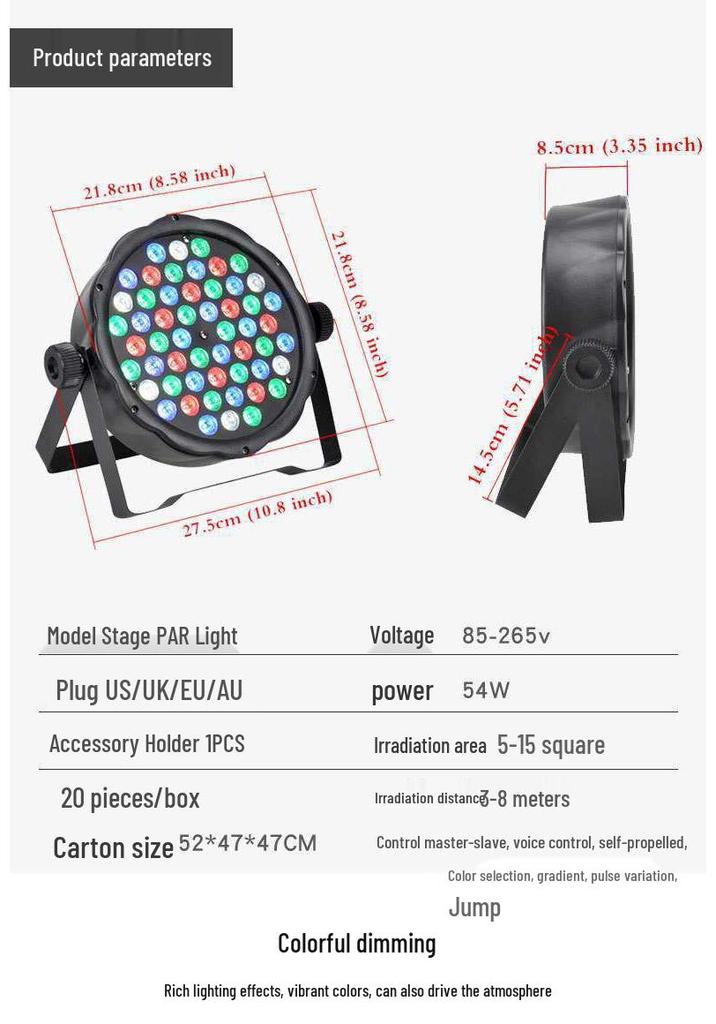 36-Color Sound-Activated Stage Lights for KTV, Bars, Weddings, and Performances - Atmosphere-Enhancing Par Lights