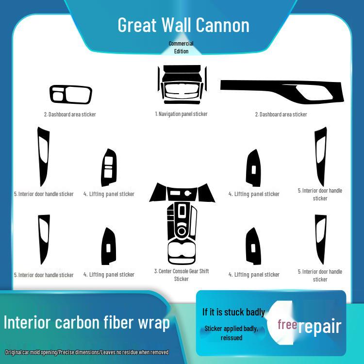 19-20 Great Wall Cannon Interior Carbon Fiber Gear Console Sticker