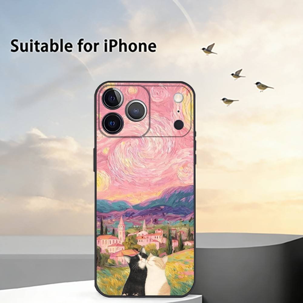 E-esthetic Art Print Phone Case For iPhone 17, 16,15,14,13,12,11 Plus,Pro Max, Others Soft Black Cover
