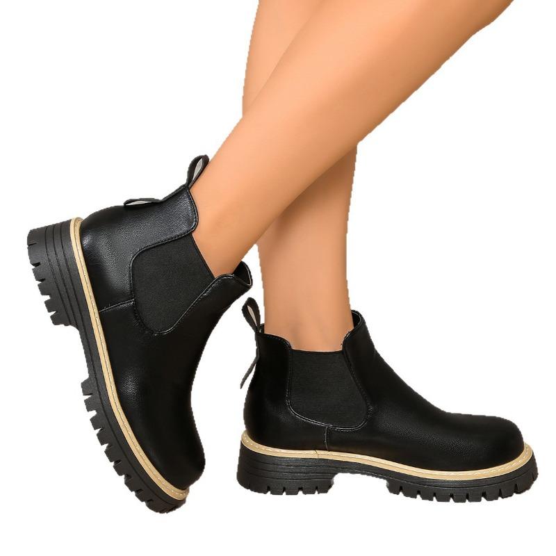 Large-sized Shoes,  New Women's Shoes, Round-toed, Low-top, Thick-soled One-foot Boots, Short Boots