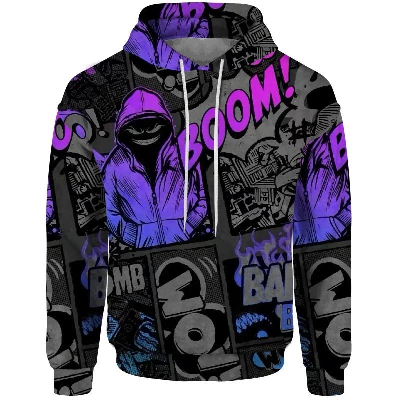 New Cartoon Elements Hoodies Hip-hop Autumn Winter Women Hoodie Pullover 3D Printing Comic Graffiti Sweatshirt Fashion Mens Hoody