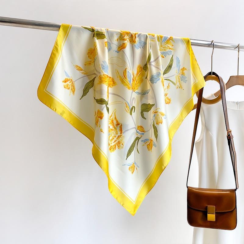 70x70cm Imitation Silk Square Scarf for Women Shawl Hijab Neckerchief Female Hair Ribbon Headband Fashion Wrap Bandana