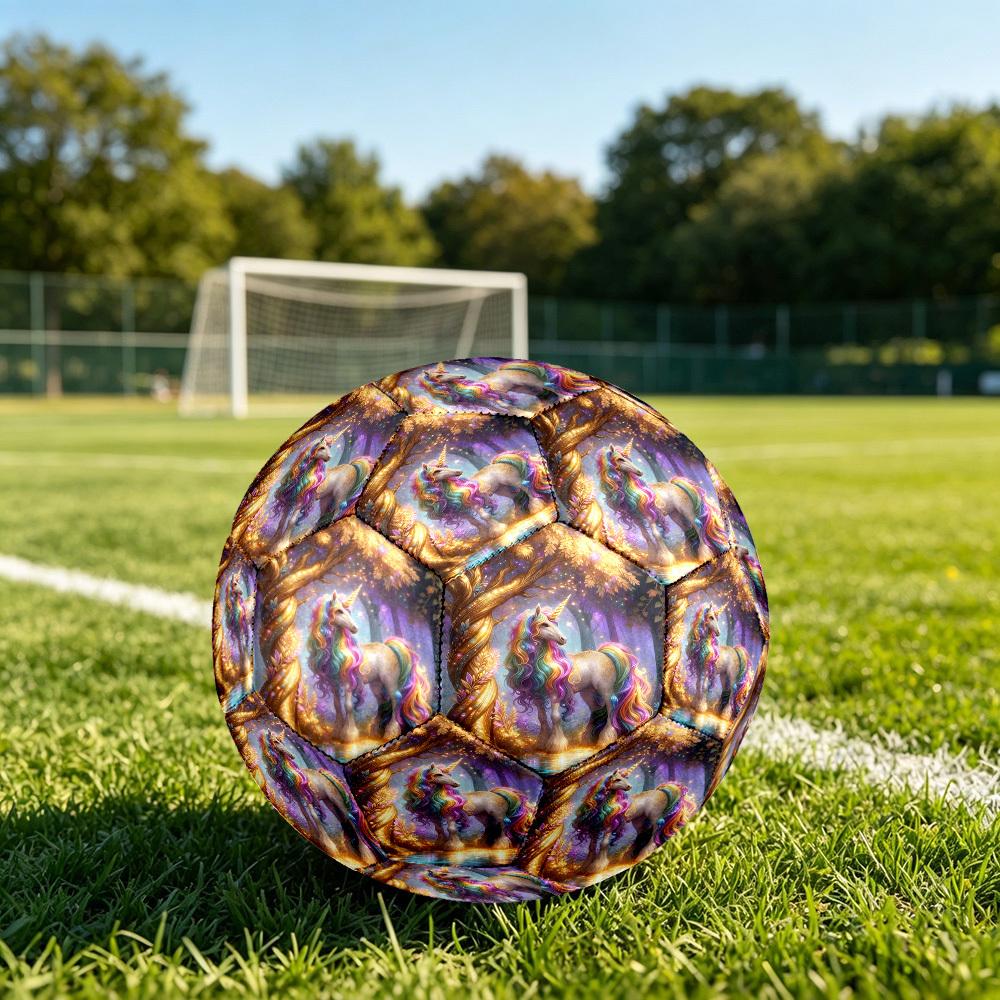 1pc Unicorn Forest Theme Soccer Ball Football, Size 5, Lightweight PVC, Outdoor Training Soccer Ball,Gift c65150