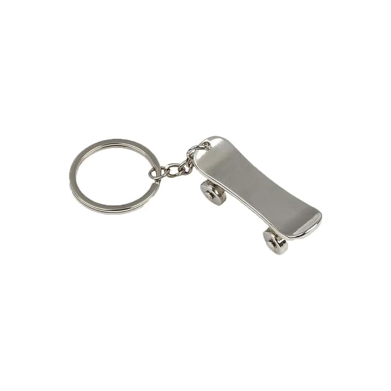

[AIXUAN] men boys cool Mini Skateboard Metal Keychain Keychain Auto Key Bag Pendant Keychain (Silver)