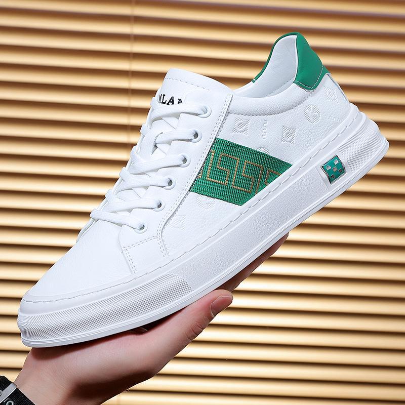 

European station men s shoes spring new light luxury little white shoes trend versatile soft sole breathable low-top casual board shoes 44 білий