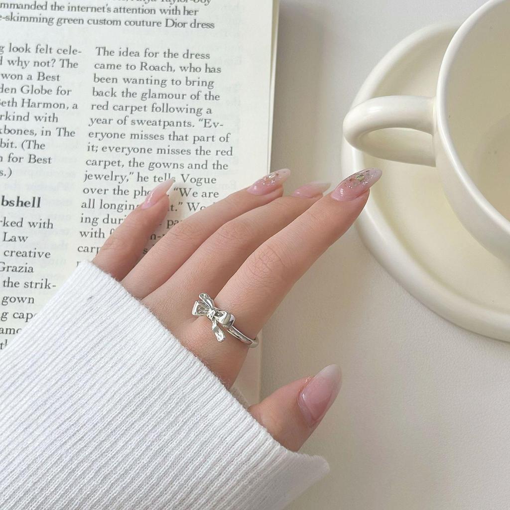 Sweet Heart Bow Adjustable Ring for Women - Girly & Elegant Jewelry Gift