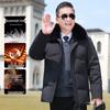 Men's Medium-Length Down Jacket with Fur Collar - 2025 New Style for Middle-aged and Elderly, Thick and Warm Winter Outerwear
