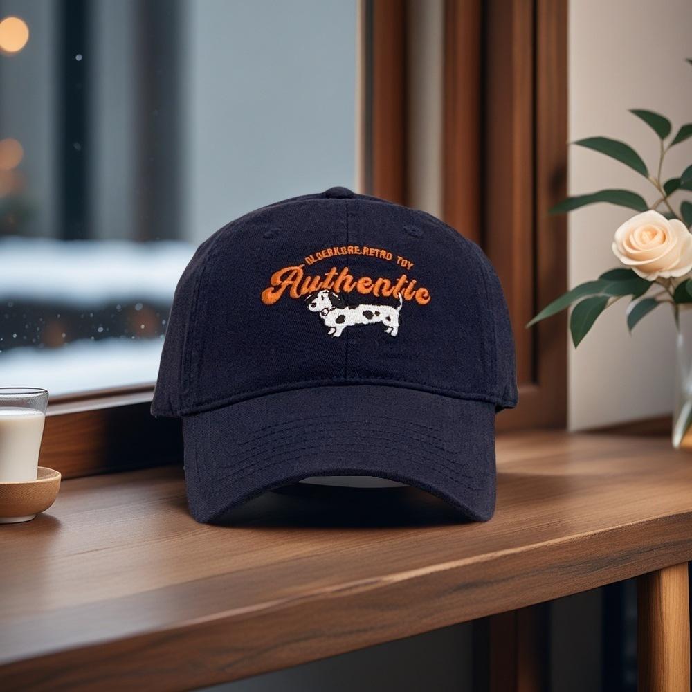ins cute dog embroidery soft top baseball cap women's 2025 new autumn and winter Korean versatile peaked hat~