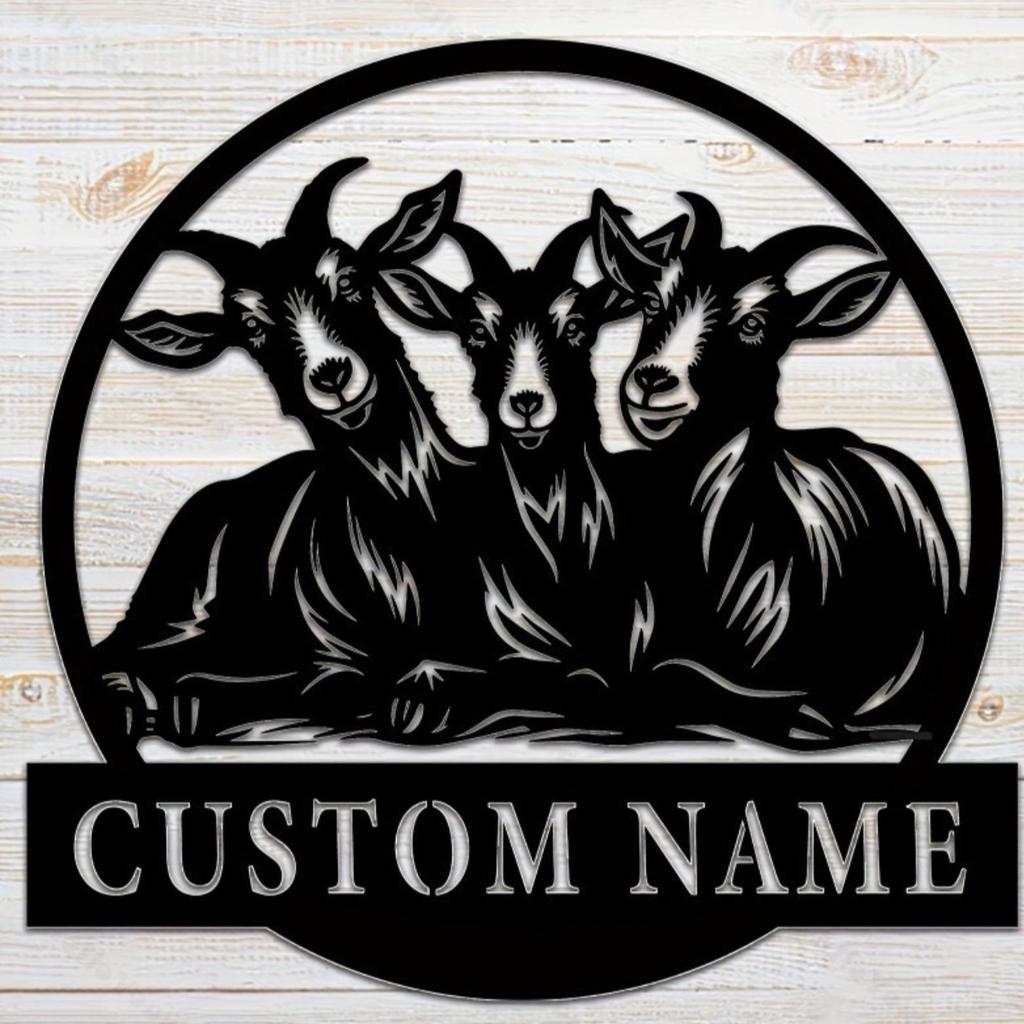 Customizable Decorative Metal Sign Three Little Sheep Silhouette Fairy Tale Surname Garden Decor Hot Sale