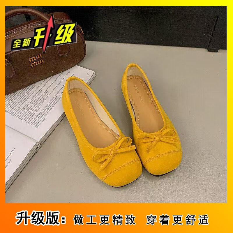French Bow Light Mouth Single Shoes 2025 Flat Bottom Gentle Evening Shoes with Skirt Candy Color Round Head Ballet Shoes