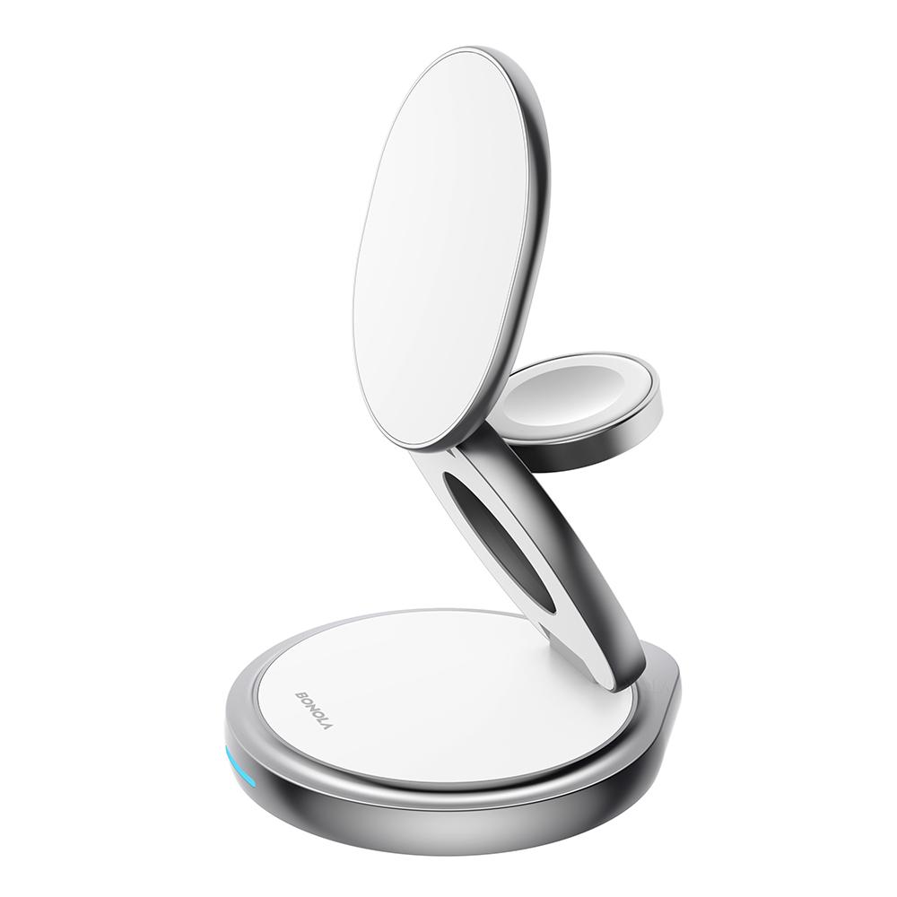 

Металлическая 3 в 1 беспроводная зарядка складная подставка для iPhone 14/13/15 Pro 15 Вт магнитная беспроводная зарядка для Iwatch/airpodspro as picture серебряный