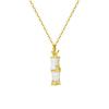 Lucky Bamboo Necklace for Female Minority Design Sense, Minimalist Temperament, Fashion Cat Eye Stone Lock Bone Chain