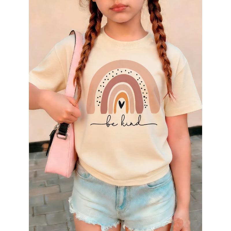 Funny Rainbow Cartoon Print Stylish Design T Shirts Kids Children's T-shirt Boys Girls Summer Spring Casual Top Tee