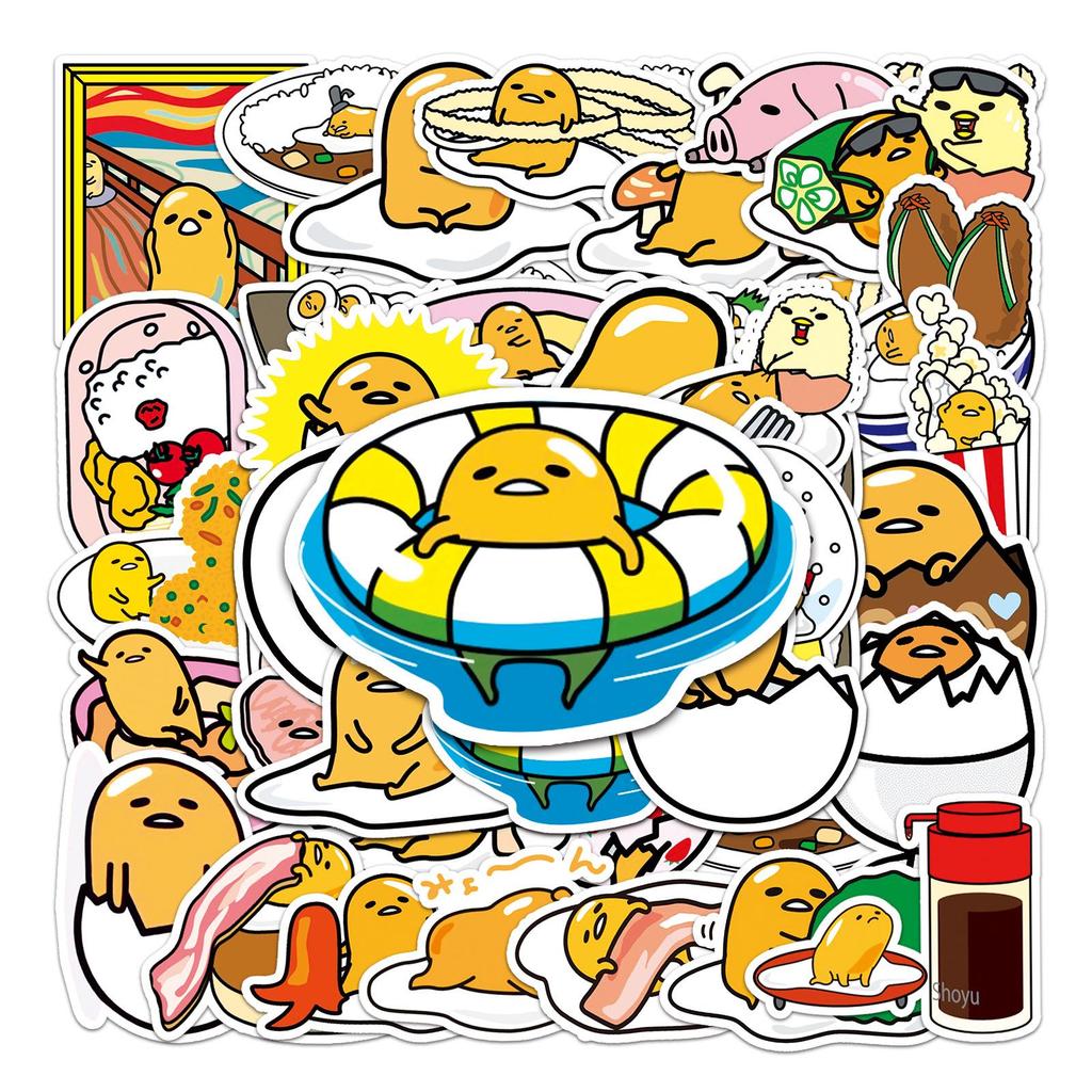 50 Lazy Egg Cartoon Stickers: Cute, Waterproof, for Suitcases