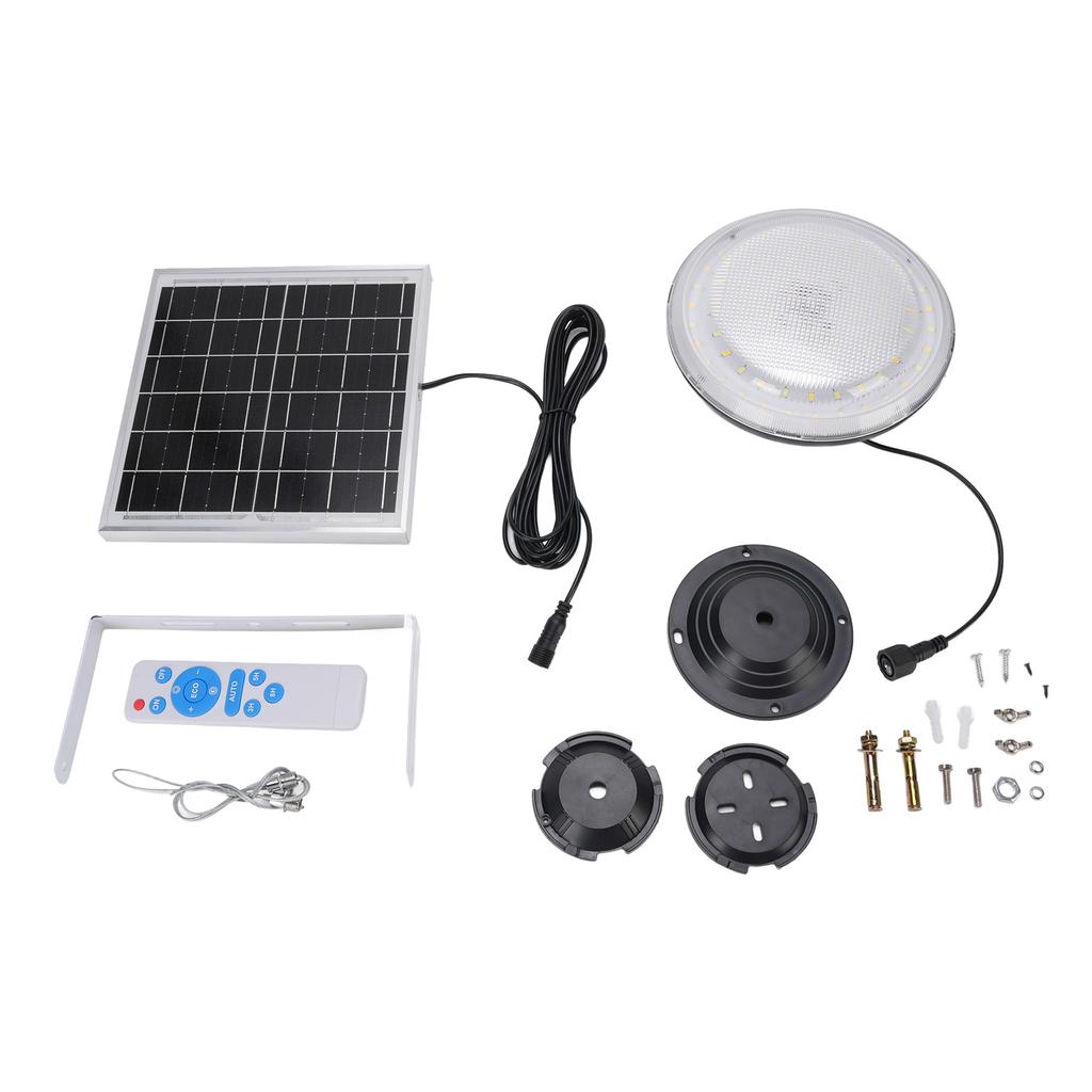 Solar Ceiling Light 3 Color Dimmable IP65 Rain Proof Solar Shed Light with Remote Control for Indoor Outdoor