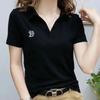 Womens Polo Blouse V-neck Short-sleeved T-shirt Womens Summer Latest Age-reducing Leisure Top