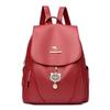 Schoolbag Backpack Women's 1011 Summer New Korean Version Simple Fashion Shoulder Women's Bag Soft Leather Backpack Travel School Bag