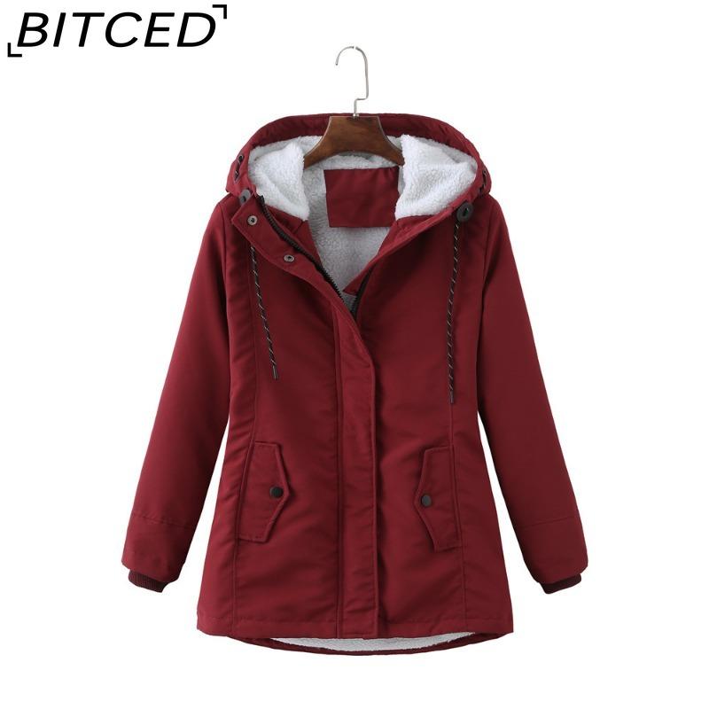 BITCED Women's Hooded Shearling-Lined Parka Coat Winter Warmth Waist-Defining Women's Cotton-Lined Jacket