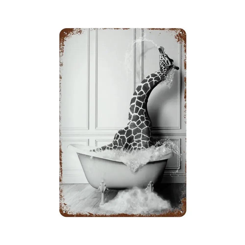 Funny Animal Posters Metal Tin Sign Plaque Dog Monkey Reading Newspapers Decorative Plates For Toilet Bathroom Wall Art Decor