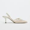 Foreign Trade Spring New Product Pointed Head Bag Head Empty Solid Color Embroidered Mesh Fine High Heel Muller Shoes