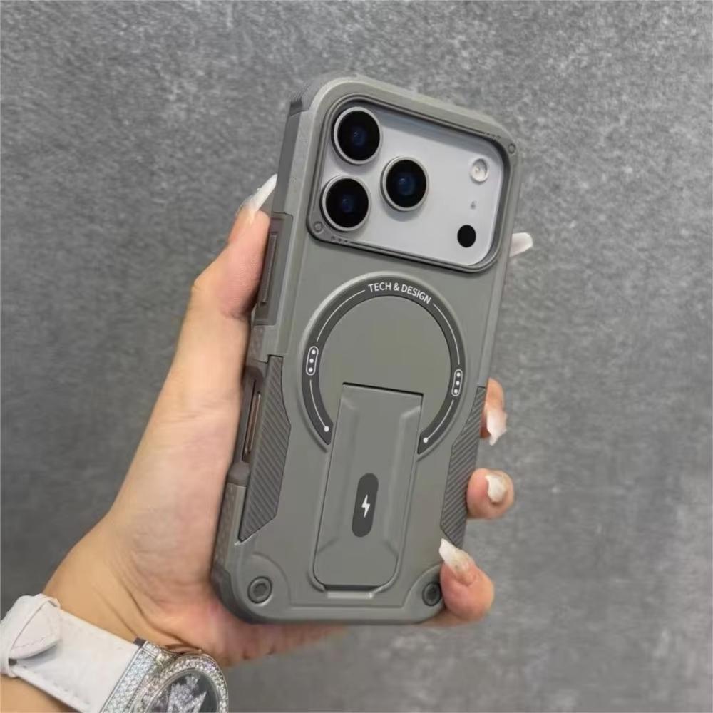 For Magsafe Kickstand Phone Case For 17 Pro Max 15 16 11 13 14 12 Pro Air Shockproof Wireless Charging Protective Cover