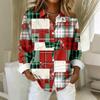 Women's Shirt Blouse Christmas Print Button Long Sleeve Casual Basic Shirt Collar Regular Top