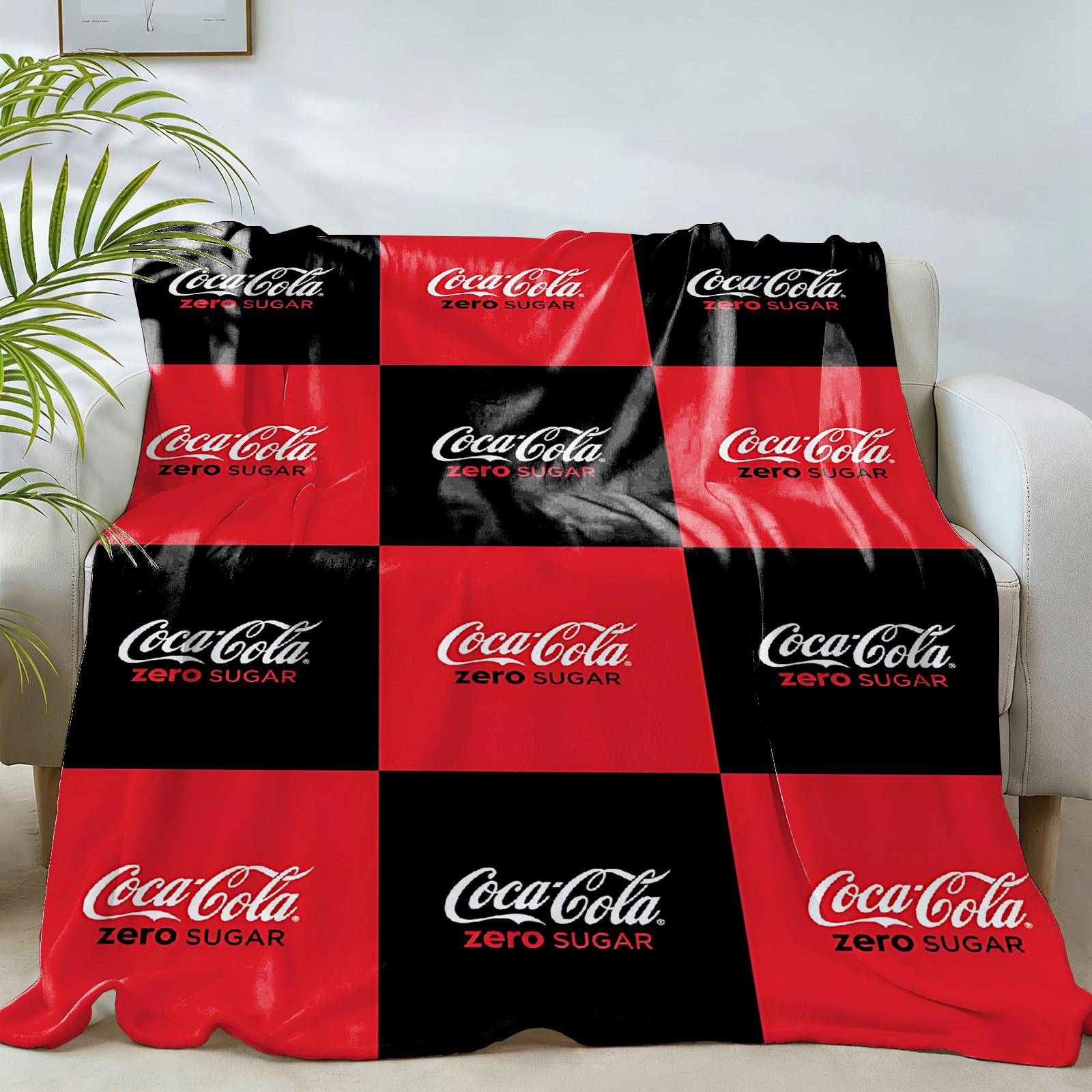 Knee Blanket Throw Blankets for Winter Microfiber Oversized Baby Lightweight Flannel Fleece Bed Sofa Decoration Coca-Cola logo 75cmx90cm