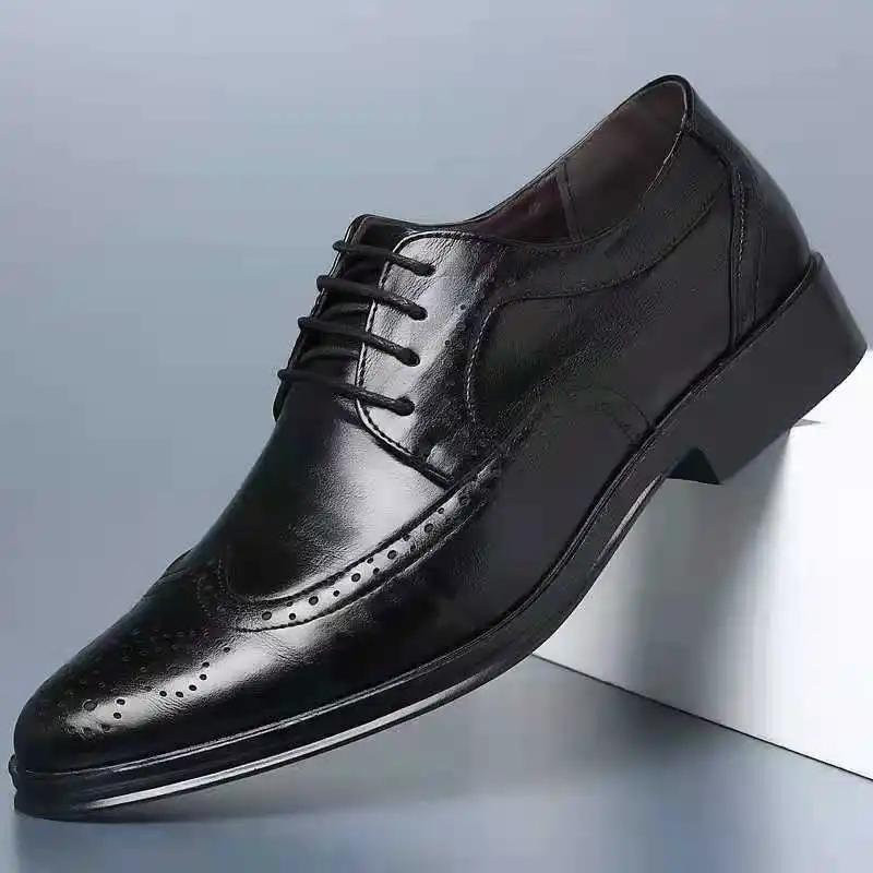 Pointed Toe Breathable In Summer Official New Social Shoe for Men 39 Gentleman Leather Casual Dress Shoes Man Low Price Clothing