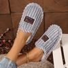 Multi Color Optional Fashionable Warm and Soft Fabric with Fluffy Plush Collar for Home Warm Winter Slippers - Skin Friendly Warm Couple Slippers