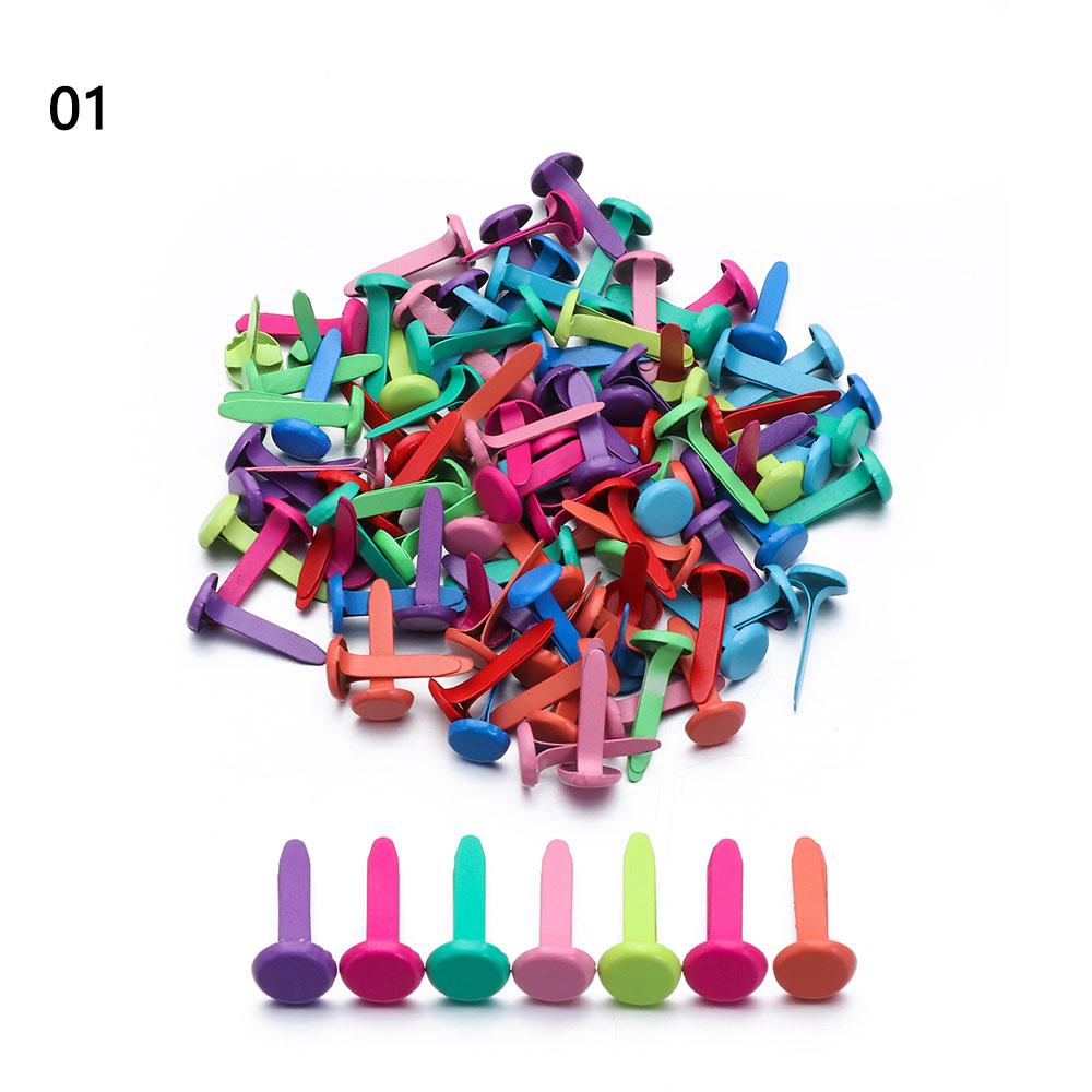 100Pcs Metal Brad Studs Spikes Plated Mini Brads Scrapbooking Embellishment Clasp Fastener DIY Photo Album Crafts Decoration