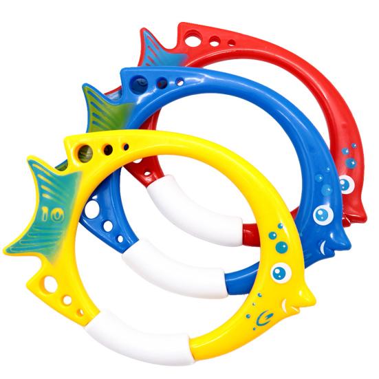 3Pcs Diving Fish Ring Cartoon Safety Plastic Swimming Pool Training Ring Underwater Rings