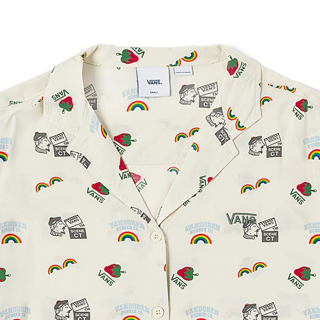Women's Vans Shirts Women's Beige Lapel Moderate Straight Fit