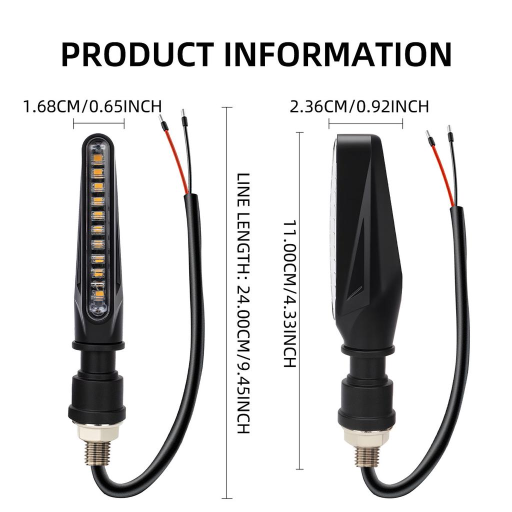 2pcs Motorcycle Led Turn Signals Light Directional Indicators Flashing Rear Tail Brake Flasher Light Stop Signal Light DRL Lamp