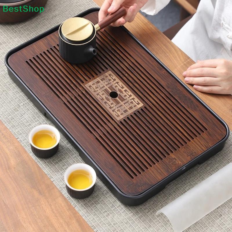 Teetablett Teegeschirr Kung Fu Teegeschirr Geschnitzter Tisch Schubladenauszug-Stil Lagerung & Entwässerung Teetablett Vintage Heimdekoration