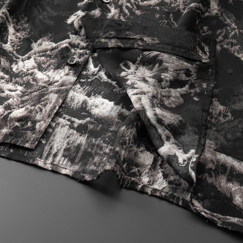 Men's Plus Size Printed Cuban Collar Short Sleeve Shirt