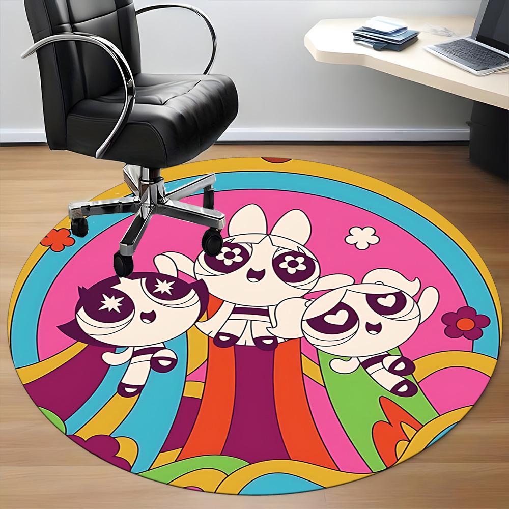 1pc Powerpuff Girls Office Round Area Rug, Under Office Chairs Bedroom Living Room Home Decor  A1022277