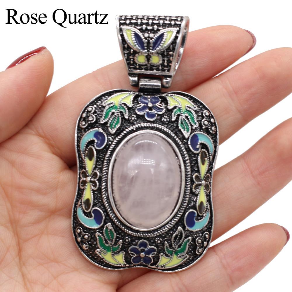 1Pc, Energy Natural Stone Pendant, Bohemian Crystal Lapis Lazuli Agate Opal Blue Turquoise Gemstone Charms for Jewelry Making DIY Necklace Accessories