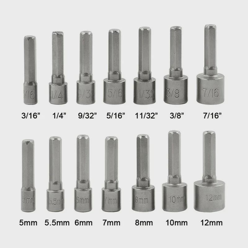 14-Piece Metric & Imperial Combination Tool Set: Hexagonal Handle, Non-Magnetic Electric Screwdriver, Socket Wrench.